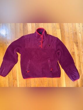 The North Face Plum Fleece with Bright Red Trim